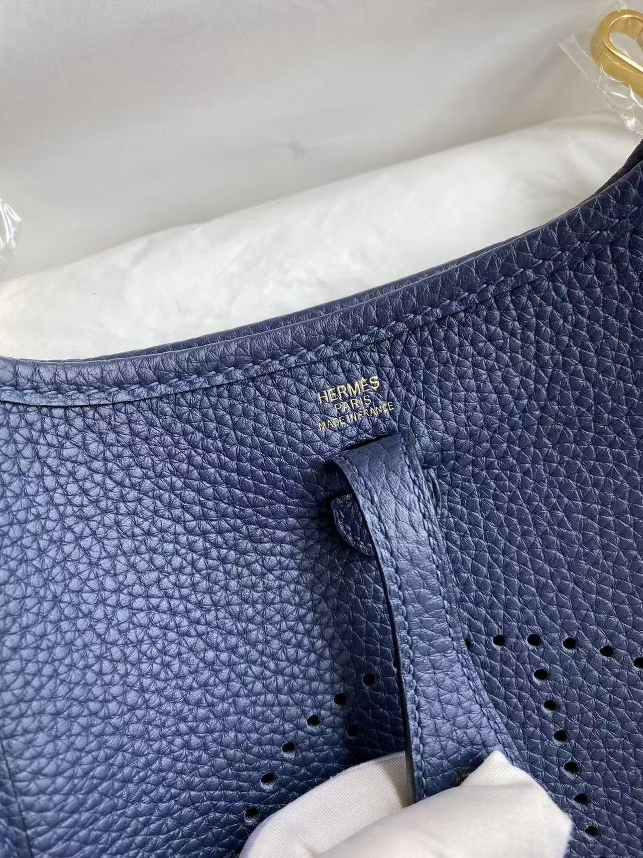 Hermès Evelyne TPM Dark blue 17cm Clemence Gold Hardware