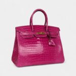 Hermès Birkin 35 Rose Scheherazade Shiny Porosus Crocodile Gold Hardware