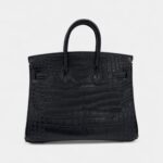 Hermès Black Matte Alligator Birkin 25 Brushed Palladium Hardware