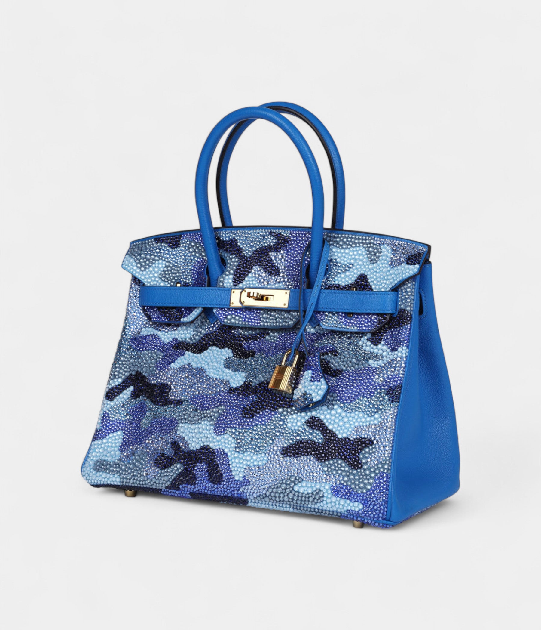 CustomCamouflageSwarovskiCrystalHermesBirkin30BleuHydraChevreGoldHardware_3.jpg Custom Camouflage Swarovski Crystal Hermès Birkin 30 Bleu Hydra Chevre Gold Hardware