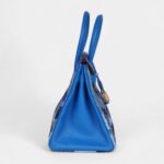 Custom Camouflage Swarovski Crystal Hermès Birkin 30 Bleu Hydra Chevre Gold Hardware