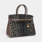Custom Leopard Swarovski Crystal Hermès Birkin 30 Gris Asphalte Togo Gold Hardware