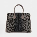 Custom Leopard Swarovski Crystal Hermès Birkin 30 Gris Asphalte Togo Gold Hardware