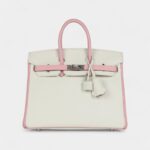 Hermès Birkin 25 – Rose Sakura & White Clemence with Brushed Palladium Hardware
