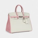 Hermès Birkin 25 – Rose Sakura & White Clemence with Brushed Palladium Hardware