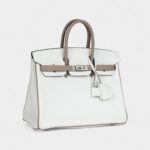 Hermès Birkin 25 – White & Etoupe Clemence with Brushed Palladium Hardware