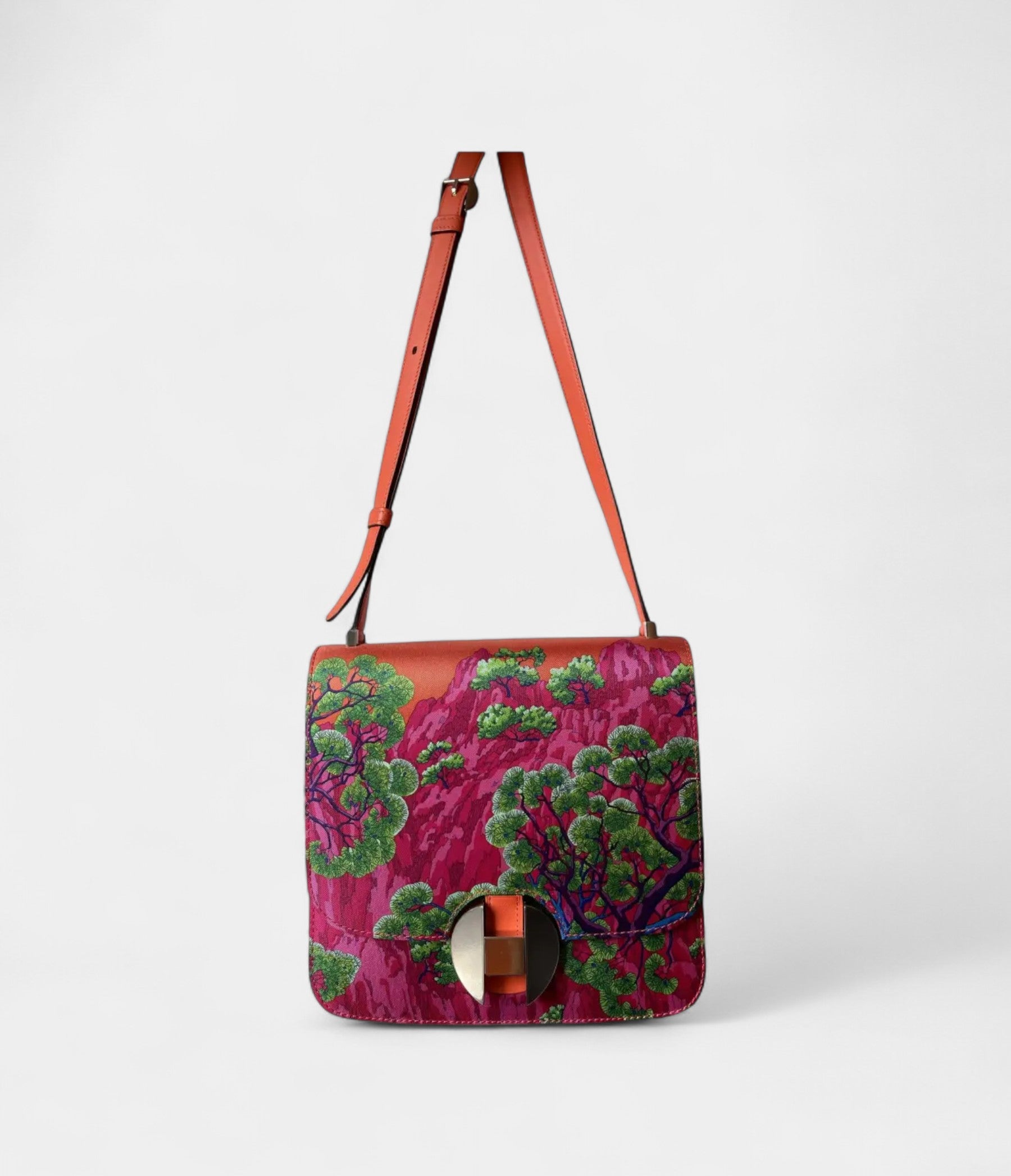 Hermès 2002 Pink Green Leather Handbag