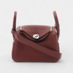 Hermès 2024 Mini Lindy 30 Bordeaux Red Shoulder Bag