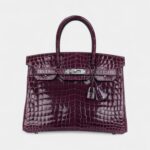 Hermès Birkin 30 Amethyst Shiny Niloticus Crocodile Palladium Hardware