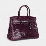Hermès Birkin 30 Amethyst Shiny Niloticus Crocodile Palladium Hardware