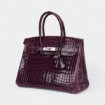 Hermès Birkin 30 Amethyst Shiny Niloticus Crocodile Palladium Hardware