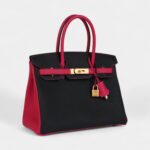 Hermès Birkin 30 Black and Rose Mexico Togo Brushed Gold Hardware