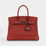 Hermès Birkin 30 Ghillies Brique Clemence and Evercolor Palladium Hardware