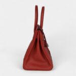 Hermès Birkin 30 Ghillies Brique Clemence and Evercolor Palladium Hardware