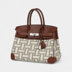 Hermès Birkin 30 Marron D'Inde Buffalo and Mosaique Canvas Palladium Hardware