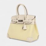 Hermès Birkin 30 Nata Swift and Jaune Poussin Toile Palladium Hardware