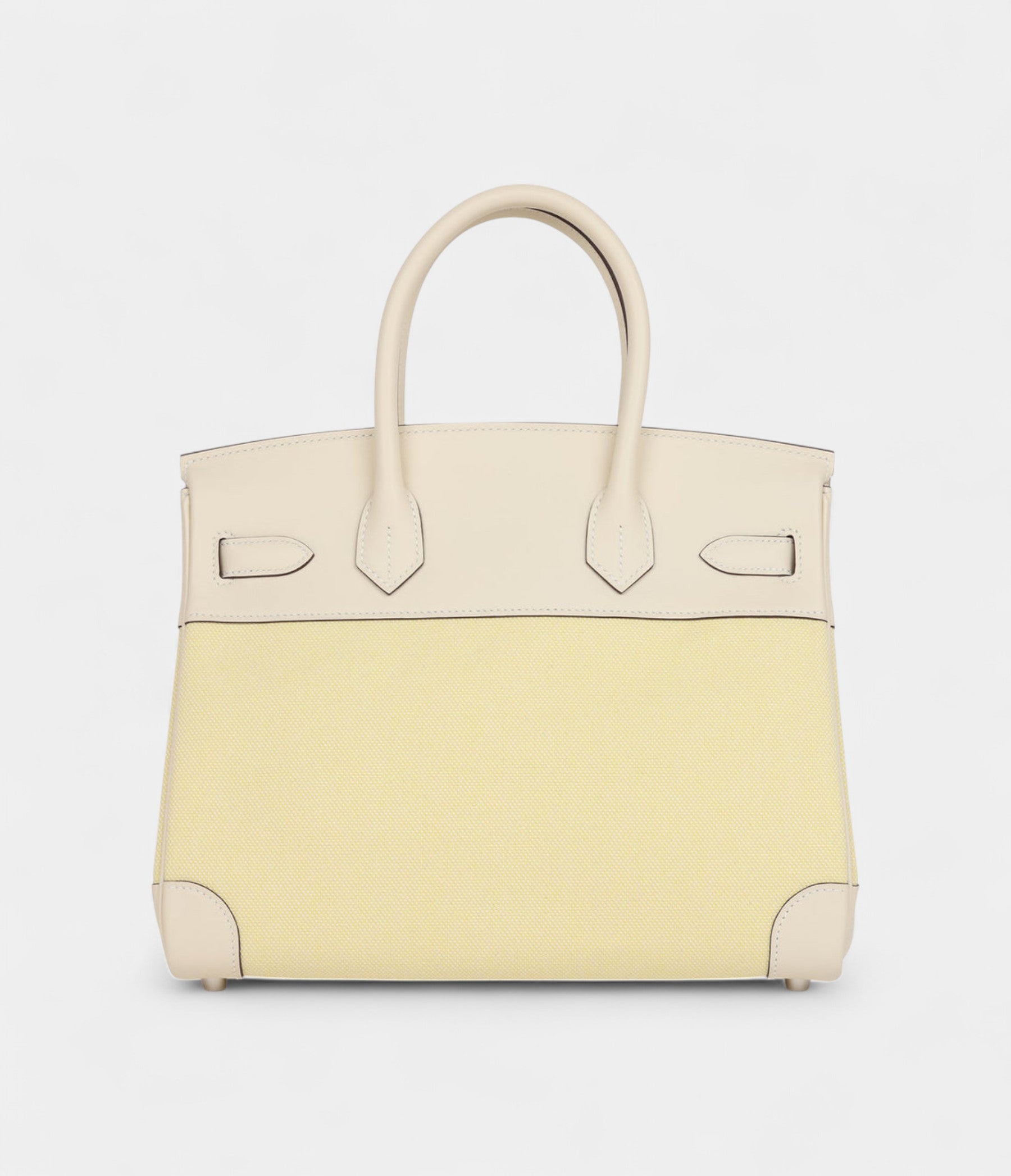 Hermès Birkin 30 Nata Swift and Jaune Poussin Toile Palladium Hardware