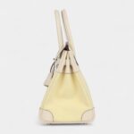 Hermès Birkin 30 Nata Swift and Jaune Poussin Toile Palladium Hardware