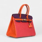 Hermès Birkin 30 Tangerine, Violet and Bougainvillea Ostrich Gold Hardware