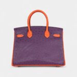 Hermès Birkin 30 Tangerine, Violet and Bougainvillea Ostrich Gold Hardware