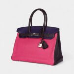 Hermès Birkin 30 Tri-Color Raisin, Ultraviolet and Rose Shocking Chevre Palladium Hardware