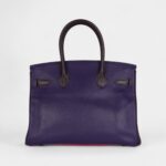 Hermès Birkin 30 Tri-Color Raisin, Ultraviolet and Rose Shocking Chevre Palladium Hardware