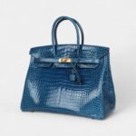 Hermès Birkin 35 Bleu Mykonos Shiny Porosus Crocodile Gold Hardware