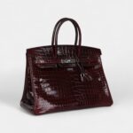 Hermès Birkin 35 Bordeaux Shiny Porosus Crocodile Palladium Hardware
