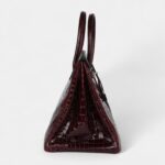 Hermès Birkin 35 Bordeaux Shiny Porosus Crocodile Palladium Hardware