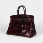 Hermès Birkin 35 Bordeaux Shiny Porosus Crocodile Palladium Hardware