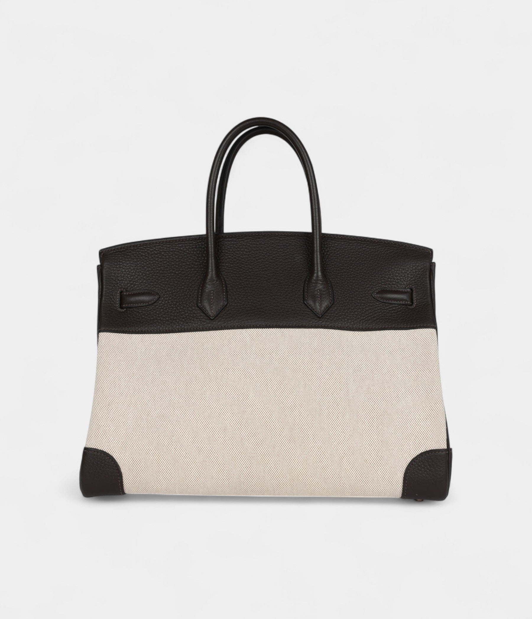 HermesBirkin35EbeneClemenceandEcru-BeigeToileHCanvasGoldHardware_4.jpg Hermès Birkin 35 Ebene Clemence and Ecru-Beige Toile H Canvas Gold Hardware