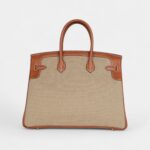 Hermès Birkin 35 Flag Ficelle and Paprika Toile H and Fauve Barenia Permabrass Hardware