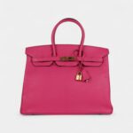 Hermès Birkin 35 Rose Shocking Chevre Mysore Gold Hardware