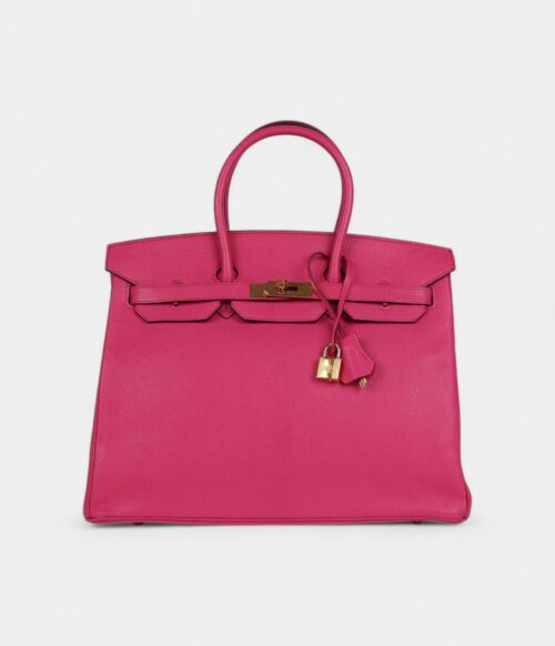 Hermès Birkin 35 Rose Shocking Chevre Mysore Gold Hardware