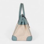 Hermès Birkin 35 Toile H and Ciel Clemence Palladium Hardware