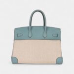 Hermès Birkin 35 Toile H and Ciel Clemence Palladium Hardware