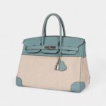Hermès Birkin 35 Toile H and Ciel Clemence Palladium Hardware