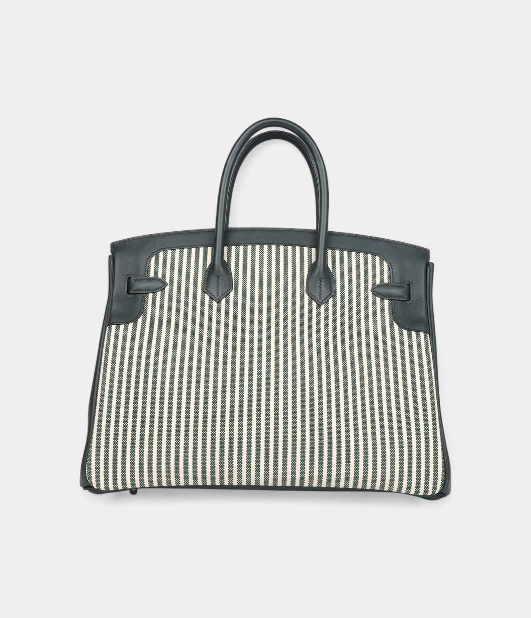 Hermès Birkin 35 Toile Riga and Vert Anglais Swift Palladium Hardware