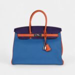 Hermès Birkin 35 Tricolor Bleu Hydra, Ultraviolet and Orange Togo Palladium Hardware