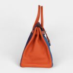 Hermès Birkin 35 Tricolor Bleu Hydra, Ultraviolet and Orange Togo Palladium Hardware