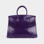 Hermès Birkin 35 Ultraviolet Shiny Porosus Crocodile Gold Hardware