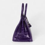 Hermès Birkin 35 Ultraviolet Shiny Porosus Crocodile Gold Hardware