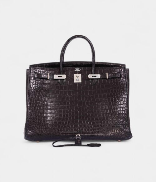 Hermès Birkin 40 Black Matte Crocodile Porosus Palladium Hardware