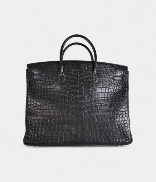 Hermès Birkin 40 Black Matte Porosus Crocodile Gold Hardware