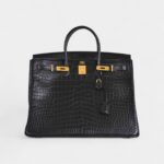 Hermès Birkin 40 Black Matte Porosus Crocodile Gold Hardware