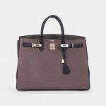 Hermès Birkin 40 Etain Vert Fonce And Black Togo Palladium Hardware