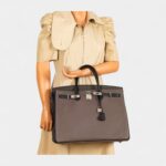 Hermès Birkin 40 Etain Vert Fonce And Black Togo Palladium Hardware
