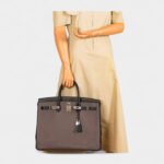 Hermès Birkin 40 Etain Vert Fonce And Black Togo Palladium Hardware
