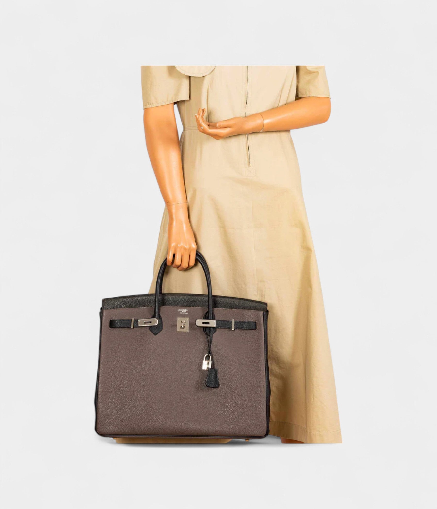 Hermès Birkin 40 Etain Vert Fonce And Black Togo Palladium Hardware