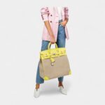 Hermès Birkin 40 Lime & Ficelle Evercolor Toile De Camp Palladium Hardware